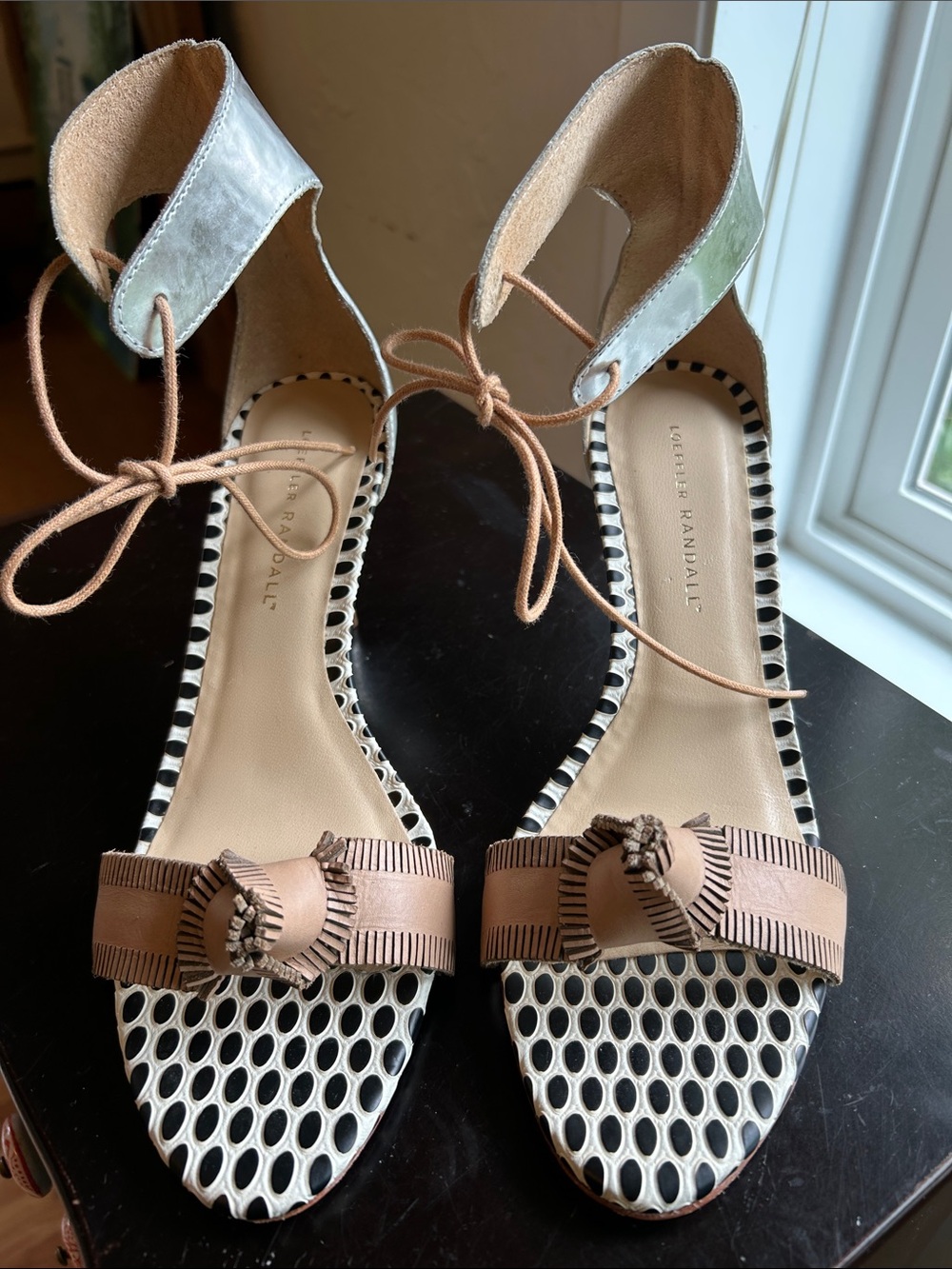 Loeffler Randall black and tan heels size 8.5M